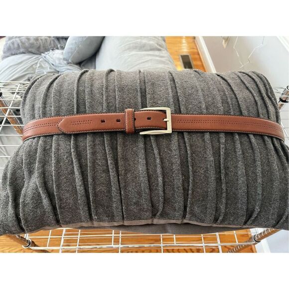 El Lucero Mens Brown Leather Perforated Stitch Belt sz 120 or US 48 NWOT - Picture 2 of 7